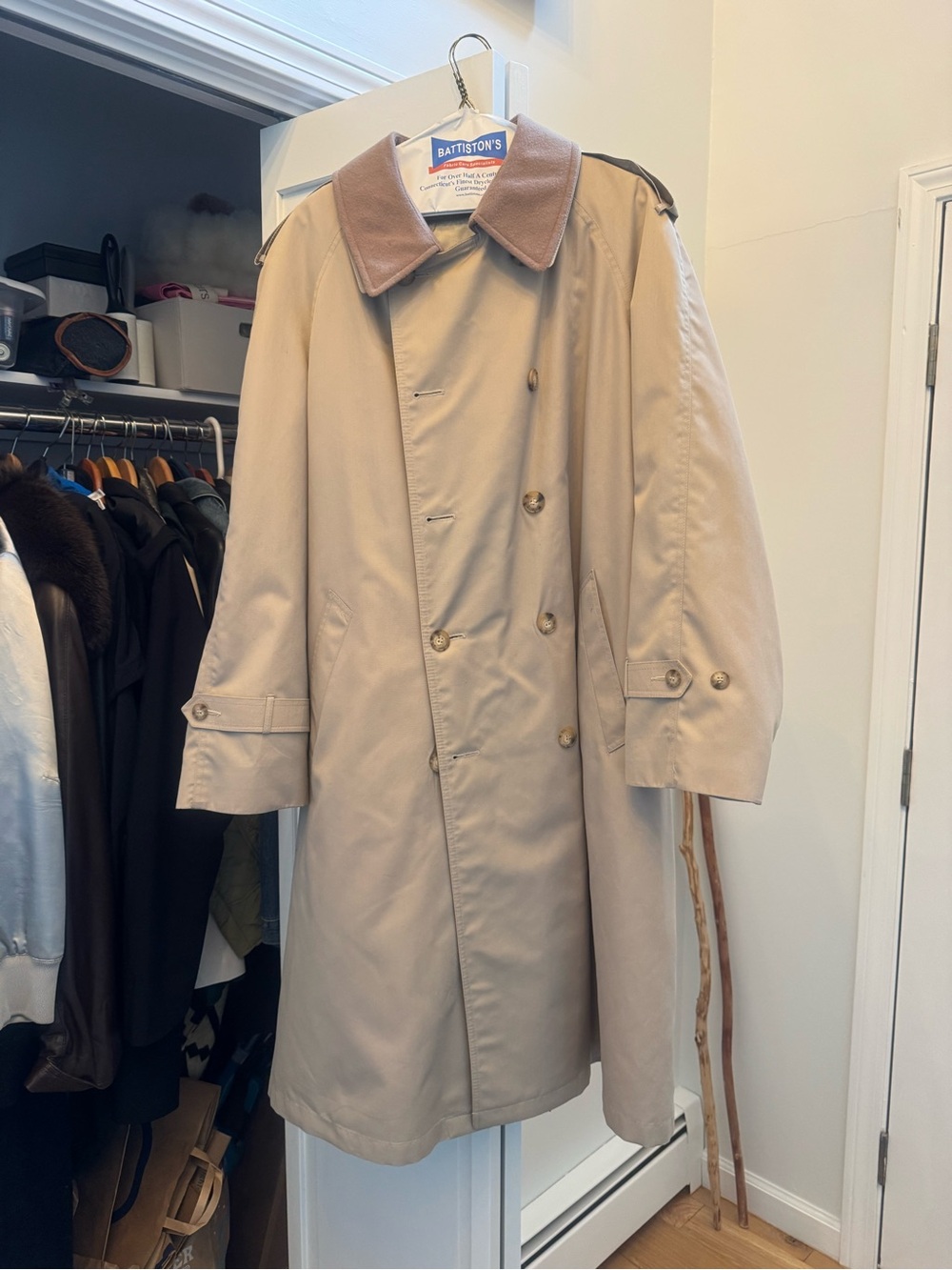 Dior Double-Breasted Trench Coat with Contrasting Collar - Beige